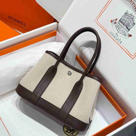 HERMES ガーデン 23cm エボニー色 ハンドバッグ セミハンドメイド 23cm Garden 23cm サイズ:23cm