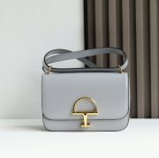 GUCCI 846705 レザー グレー、ゴールド ショルダーバッグ 馬銜、クラシック 22cm サイズ:22.5x14x8cm