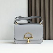 GUCCI 846705 レザー グレー、ゴールド ショルダーバッグ 馬銜、クラシック 22cm サイズ:22.5x14x8cm
