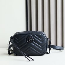 GUCCI 634936 ブラック、シルバー ハンドバッグ GG、マルモント 18cm サイズ:18x15x6.5cm