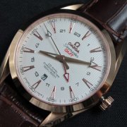 OMEGA シーマスター アクアテラ GMT Asian 2824-2 自動巻き 革ベルト