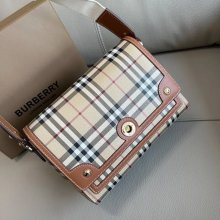 BURBERRY 9061 キャンバス ゴールド 斜め掛けバッグ クラシックチェック 25x18cm サイズ:25x18cm