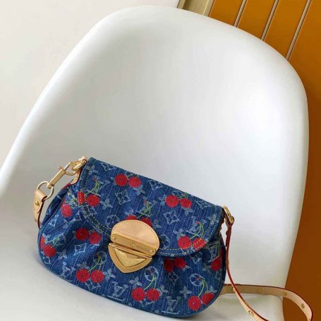 LOUIS VUITTON M13680 牛皮 モノグラム デニム ハンドバッグ 27x18cm サイズ:27x18cm