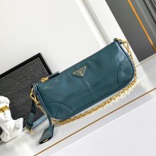 PRADA 1BC221 レザー ホワイト、ゴールド 斜め掛けバッグ、チェーンバッグ チェーン、クラシック 26x12cm サイズ:26x12cm
