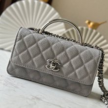 CHANEL 66030 ツイード ブラック×グレー×シルバー ハンドバッグ 春夏 18.5×11×6cm サイズ:18.5×11×6cm