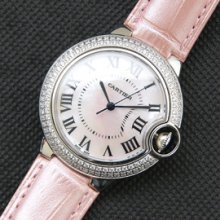 CARTIER バロンブルー ホワイト文字盤 ライトピンク革ベルト 国内最高級