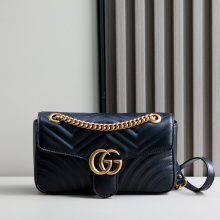 GUCCI 443497 カーフレザー チェーンバッグ GG、マルモント 26x15cm サイズ:26x15cm