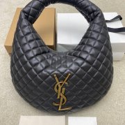 SAINT LAURENT 858160 ラムレザー グレー、ゴールド ハンドバッグ イカール 47x35x15cm サイズ:47x35x15cm