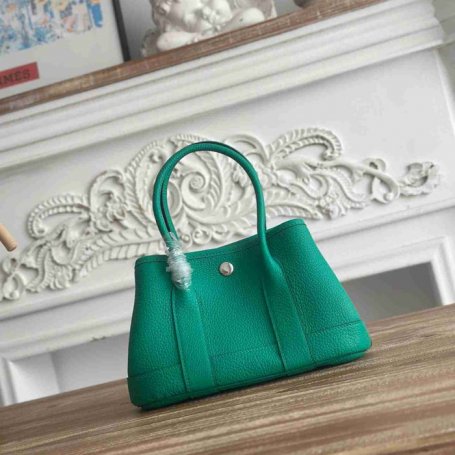 HERMES ガーデン 23cm カーフレザー ミントグリーン ハンドバッグ セミハンドメイド 23cm Garden 23cm サイズ:23cm