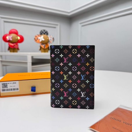 LOUIS VUITTON M13414 パスポートケース 村上隆コラボ ブラックマルチ サイズ:10x14x2.5cm
