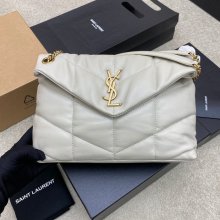 SAINT LAURENT 577476 ラムレザー、カーフレザー ホワイト、ゴールド、シルバー 斜め掛けバッグ チェーン、クラシック 29x17x11cm サイズ:29x17x11cm