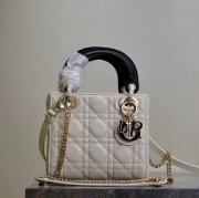DIOR 0505 ラムレザー、スエード、レザー グレンチェック、レター、パッチワーク ブラック、ホワイト、ゴールド 斜め掛けバッグ、ショルダーバッグ、ハンドバッグ クラシック サイズ:17x14x7.5cm