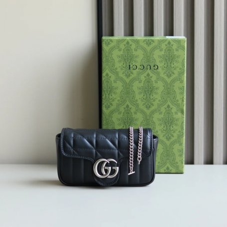 GUCCI 476433 シルバー ハンドバッグ GG、マルモント 16x10cm サイズ:16x10cm