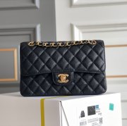 CHANEL ラムレザー ブラック×ホワイト×ゴールド 小 23×14.5×6cm サイズ:23×14.5×6cm