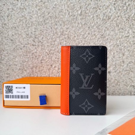 LOUIS VUITTON M25841 ポケットオーガナイザー モノグラムエクリプス×オレンジ サイズ:7.5x11.1cm