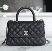 CHANEL カーフレザー ブラック×ゴールド チェーンバッグ クラシック ヴィンテージ 24×14×9cm サイズ:24×14×9cm