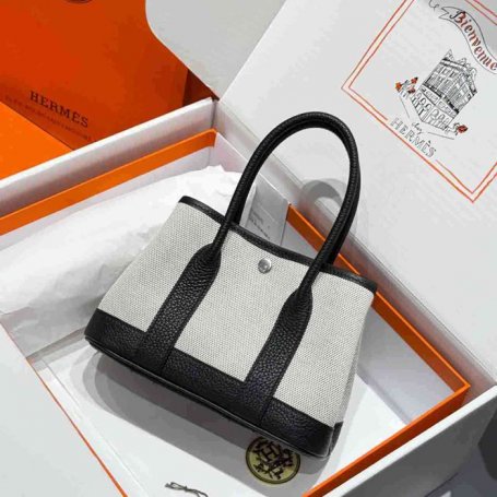 HERMES ガーデン 23cm ブラック ハンドバッグ セミハンドメイド 23cm Garden 23cm サイズ:23cm