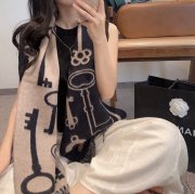 エルメス Hキー両面カシミヤスカーフ 30 180