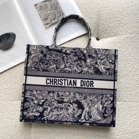 DIOR 8001 刺繍 ブラック、ホワイト ハンドバッグ、トートバッグ 大 ヴィンテージ 41.5x35.0x18.0cm サイズ:41.5x35x18cm