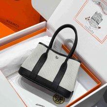 HERMES ガーデン 23cm ブラック ハンドバッグ セミハンドメイド 23cm Garden 23cm サイズ:23cm