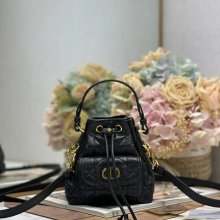 DIOR 5250 ラムレザー グレンチェック、レター ブラック、ゴールド、ベージュ 斜め掛けバッグ、バケツバッグ 新作 ヴィンテージ 15.0x14.0x7.0cm サイズ:15x14cm