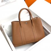 HERMES ガーデン 30cm レザー ブラウン ハンドバッグ セミハンドメイド 30cm Garden 30cm サイズ:30cm