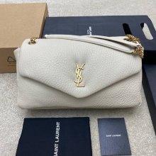SAINT LAURENT 777399 ラムレザー、エレファント ホワイト、ゴールド、クリーム ハンドバッグ クラシック 37x21x10cm サイズ:37x21x10cm