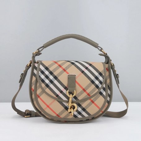 BURBERRY 81201 カーフレザー ゴールド 斜め掛けバッグ クラシックチェック 28x19x11cm サイズ:28x19x11cm