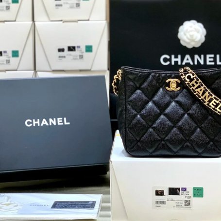 CHANEL AS3223 荔枝紋 ブラック×ホワイト ショルダーバッグ 春夏 19×16×8cm サイズ:19×16×8cm