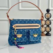 LOUIS VUITTON M27329 デニム 配色 ブルー ショルダーバッグ レディースショルダーチェーン サイズ:30.0x22.0x13.0cm