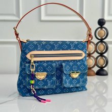 LOUIS VUITTON M27329 デニム 配色 ブルー ショルダーバッグ レディースショルダーチェーン サイズ:30.0x22.0x13.0cm