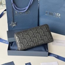 DIOR 2ADBC315YKK プレス長財布 ジッピー 黒粒面牛皮 サイズ:19.8x11cm