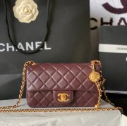 CHANEL AS1787 ラムレザー ゴールド ショルダーバッグ ファッショナブル 20×13×7cm サイズ:20×13×7cm