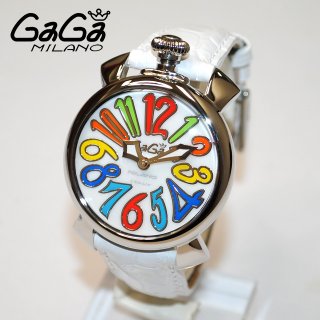 GaGa MILANO （ガガミラノ） 時計 腕時計 MANUALE マニュアーレ マヌアーレ 40mm ホワイト レザー/マルチカラー/シルバー 5020.1 50201 レディース|ガガミラノ時計スーパーコピー品腕時計 N級品は業界で最高な品質！