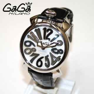 GaGa MILANO （ガガミラノ） 時計 腕時計 MANUALE マニュアーレ マヌアーレ 40mm ブラック レザー/ホワイトシェル/シルバー 5020.5 50205 レディース|ガガミラノ時計スーパーコピー品腕時計 N級品は業界で最高な品質！