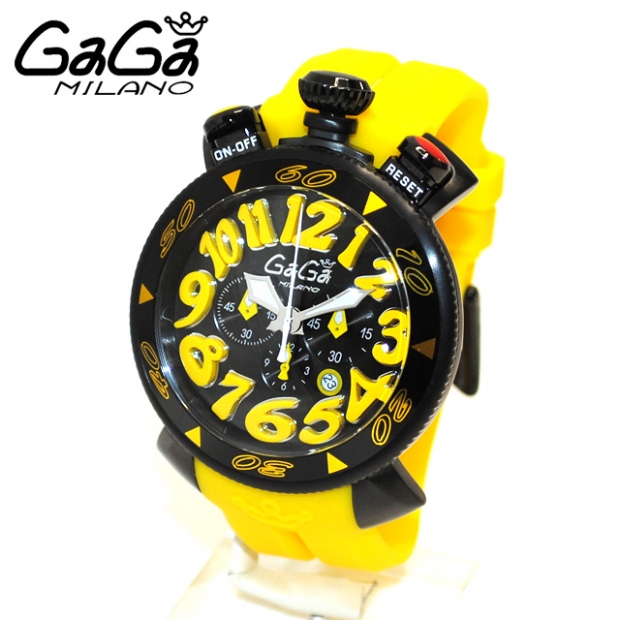 GaGa MILANO （ガガミラノ） 時計 腕時計 クロノ 48mm イエロー ラバー/ブラック 60544 Y 6054.4 メンズ|ガガミラノ時計スーパーコピー品腕時計 N級品は業界で最高な品質！