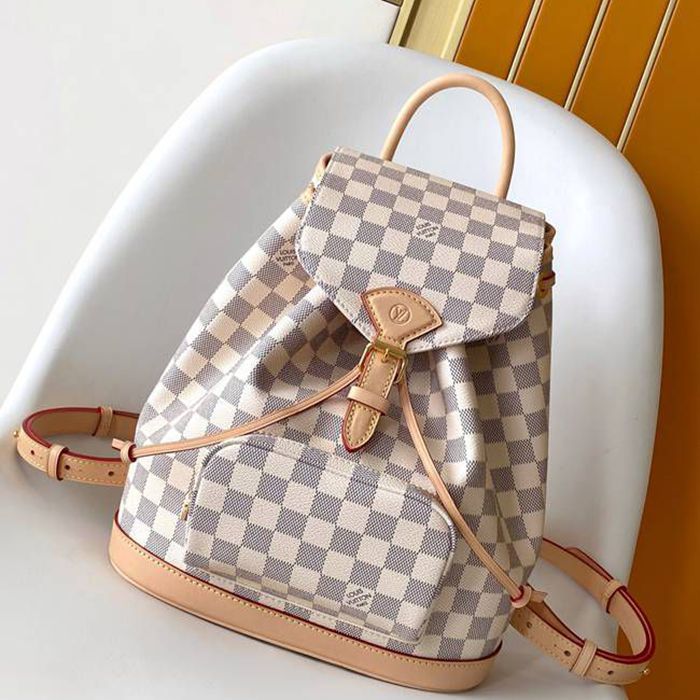 Louis Vuitton モンソリー スモールリュック チェック ホワイト N00120 サイズ:30x28x18cm