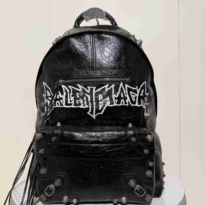 Balenciaga ルカゴール グラフィティ スタッズ リュック オールレザー ブラック 188024 サイズ:46x35x18cm