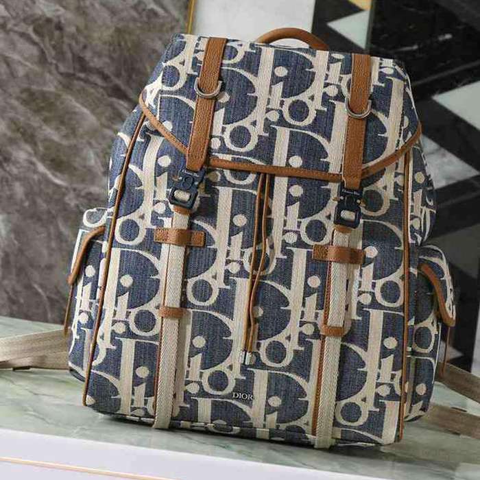 Dior ディオールヒットザロード フラップ リュック オブリーク ブルー 1HTBA205 サイズ:43x43x18cm