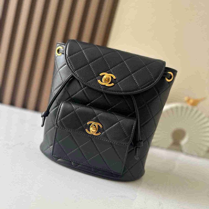 Chanel ヴィンテージ リュック ラムレザー ブラック A2210 サイズ:21x20.5x10cm