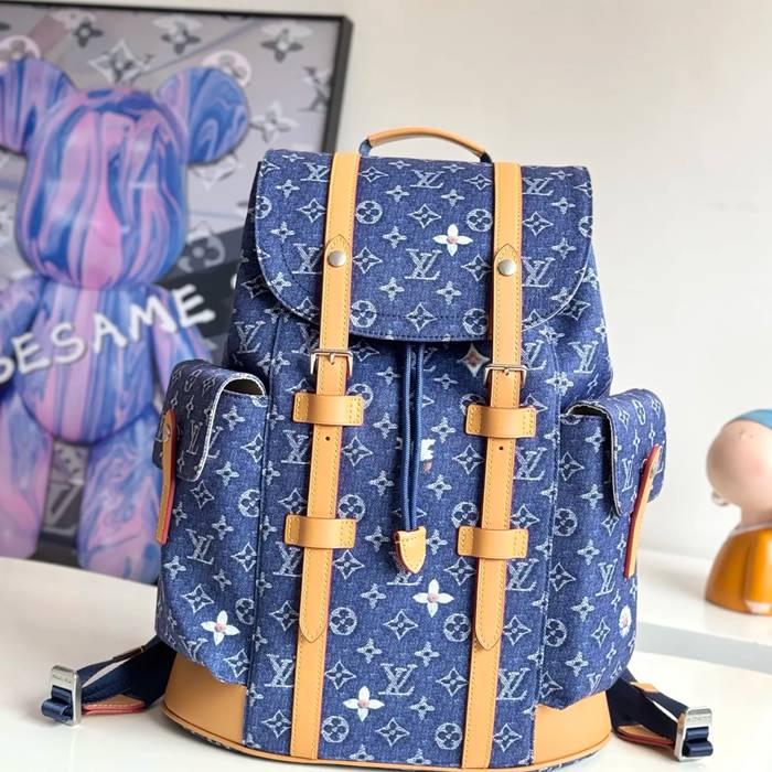 Burberry クリストファー ミディアムリュック デニム ブルー M27554 サイズ:44x38x12.5cm
