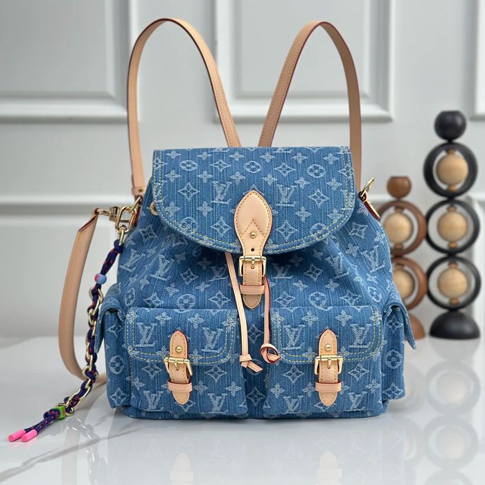 Louis Vuitton モンソリー カルゴ リュック 牛仔丹宁 ブルー M27330 サイズ:32x30.5x16cm