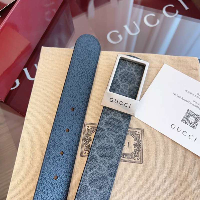 グッチ メンズ ベルト スクエアバックル 3.5cm