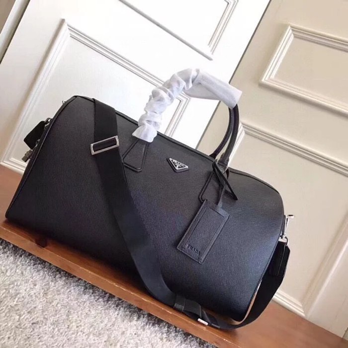 PRADA 2VC018 十字紋牛皮トラベルバッグ 配色 サイズ:45.5x25x17cm
