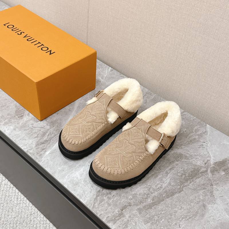 【LOUISVUITTON】ウールスリッポン厚底ルームシューズアウトドアスリッパレディース
