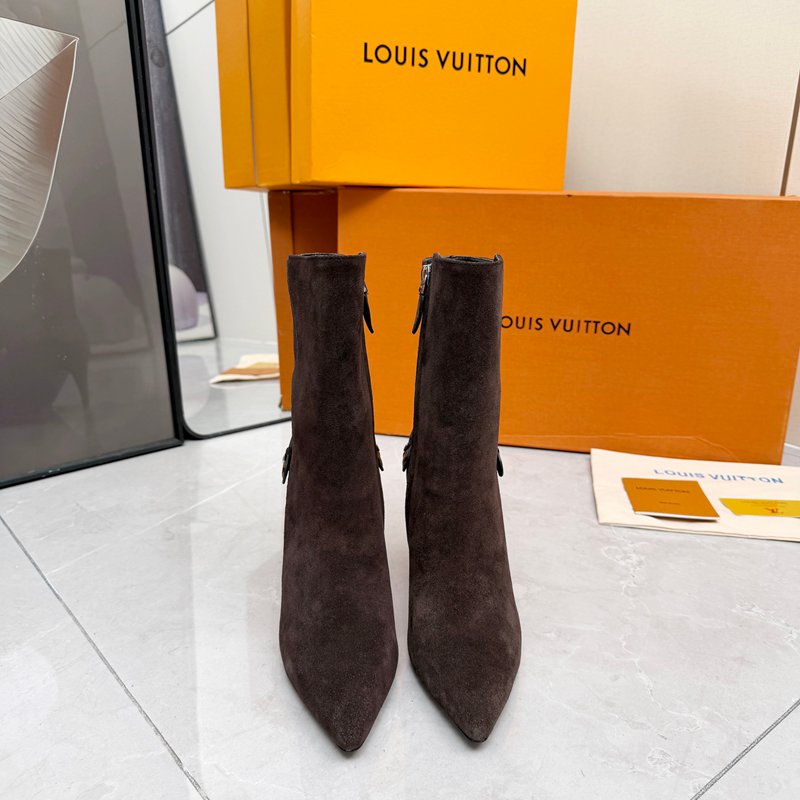 【LOUISVUITTON】ポイントトゥブーツレザーブーツハイヒールブーツレディース
