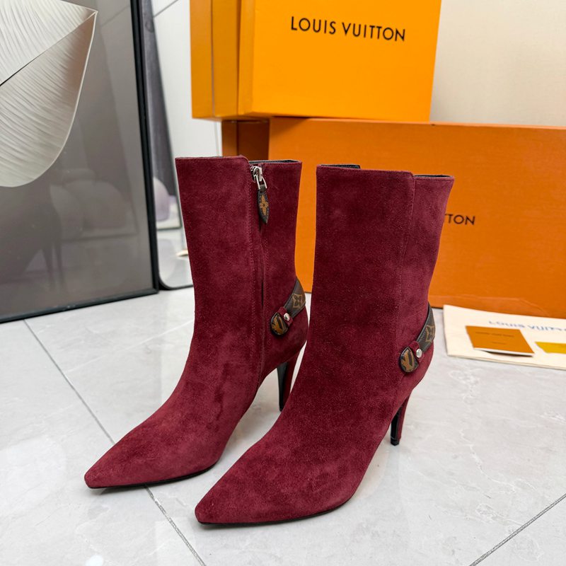 【LOUISVUITTON】ポイントトゥブーツレザーブーツハイヒールブーツレディース