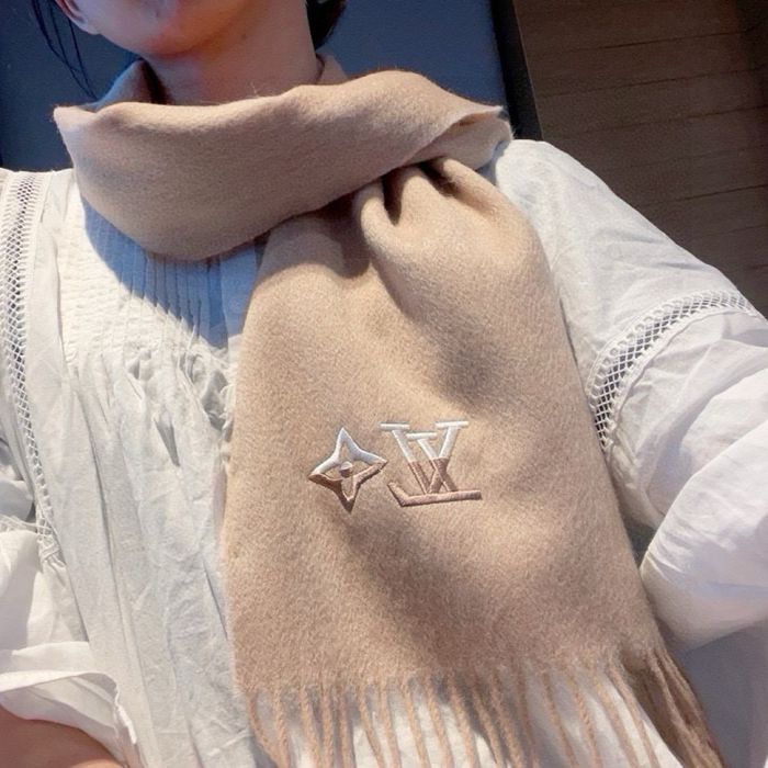 ルイ ヴィトン 刺繍カシミヤスカーフ 30x180