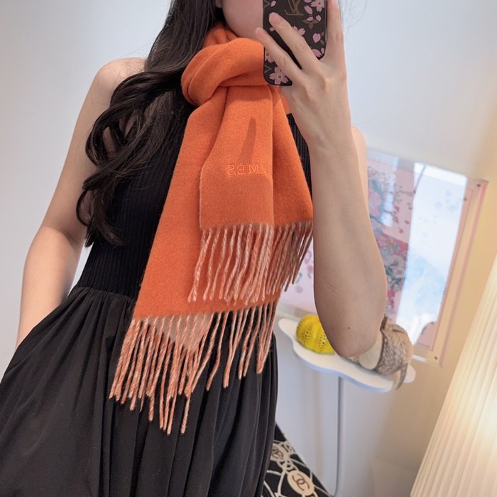 エルメス パリコレクション両面カシミヤスカーフ 180x30