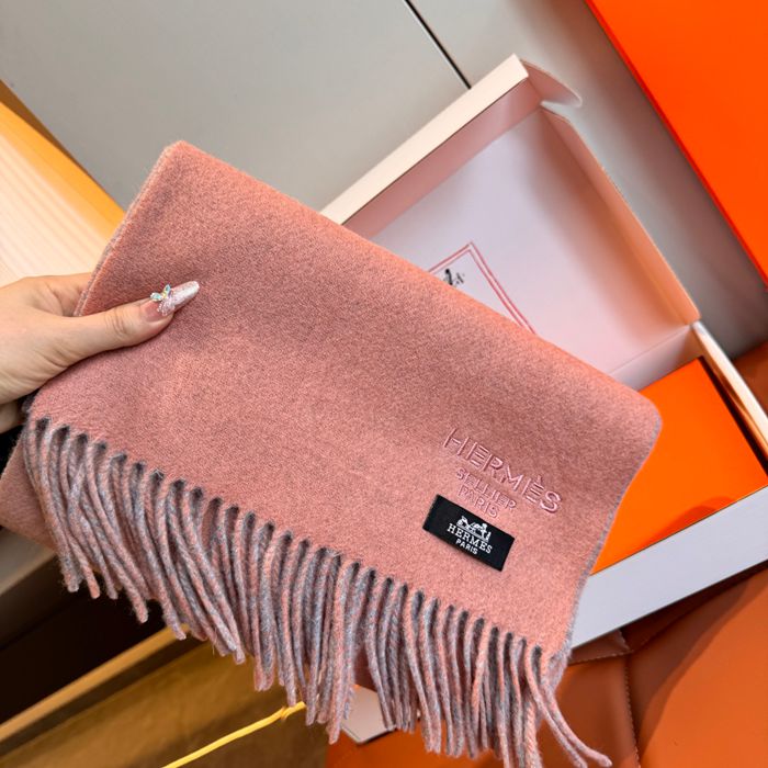 エルメス 両面ラムカシミヤスカーフ 30x180cm